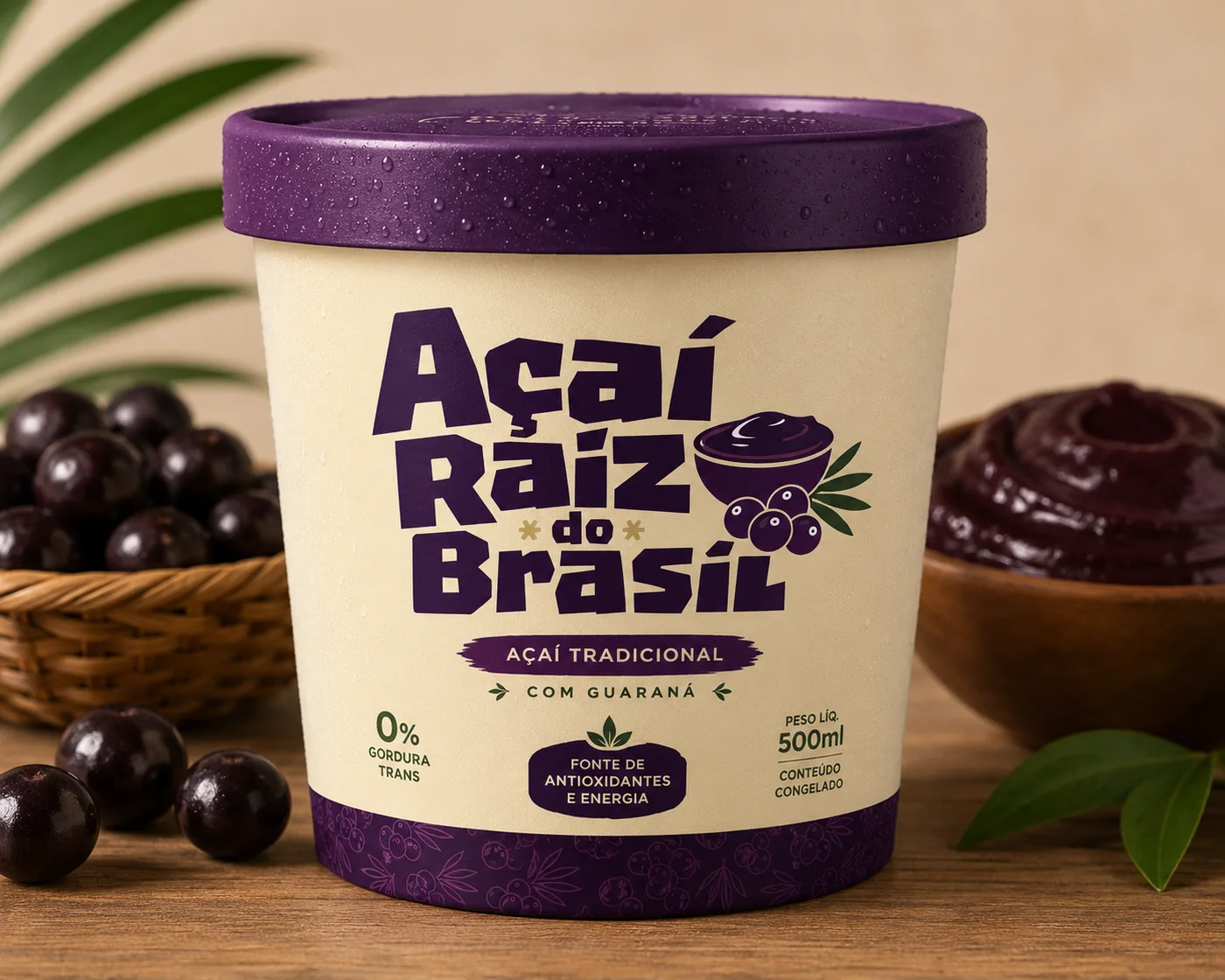 Projeto de identidade visual Açaí Raiz do Brasil